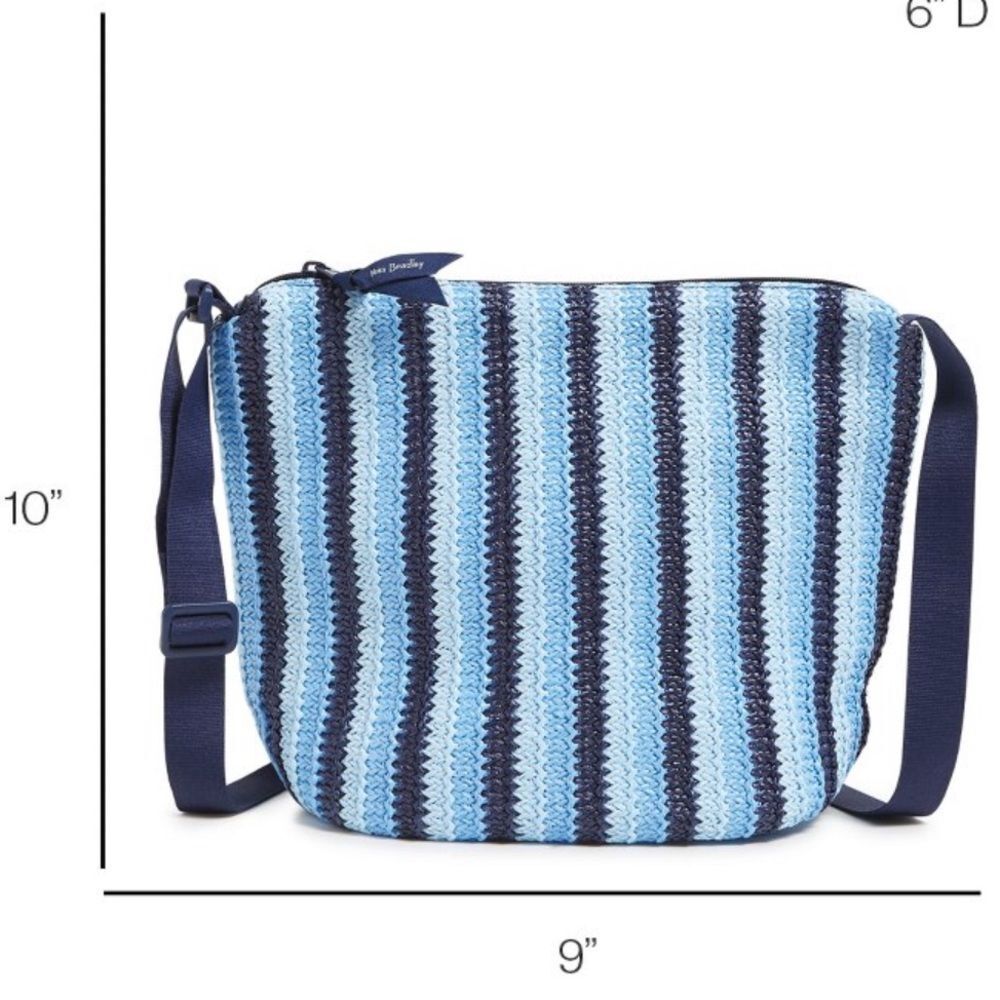 Vera Bradley Wave Stripe Crossbody Bucket Bag Shades of Blue NWT/ NIP